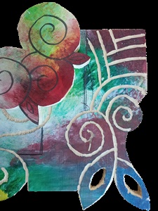 Painted wood relief-30x30-2024